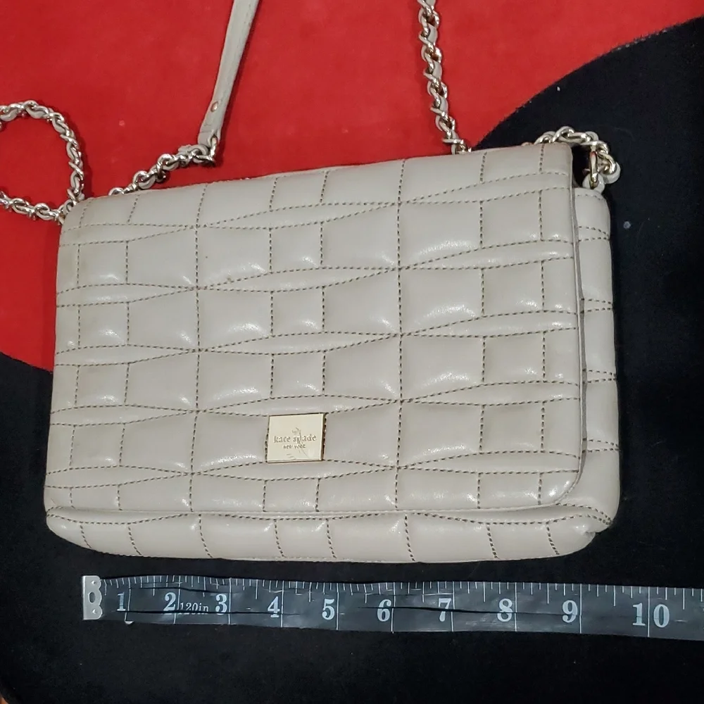 Kate Spade Elegant Taupe Quilted Crossbody Bag